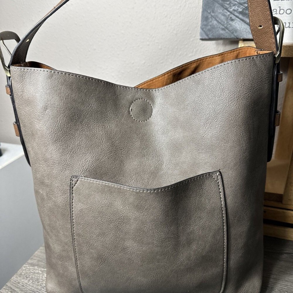 JOY Susan Taupe Removable Zip Pouch Shoulder Bag Pre-Owned